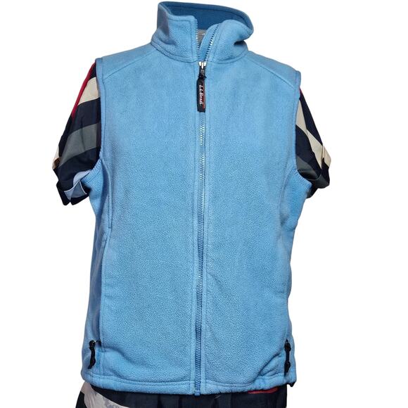 LL Bean Blue Full Zip Fleece Vest Size Small - Picture 1 of 3